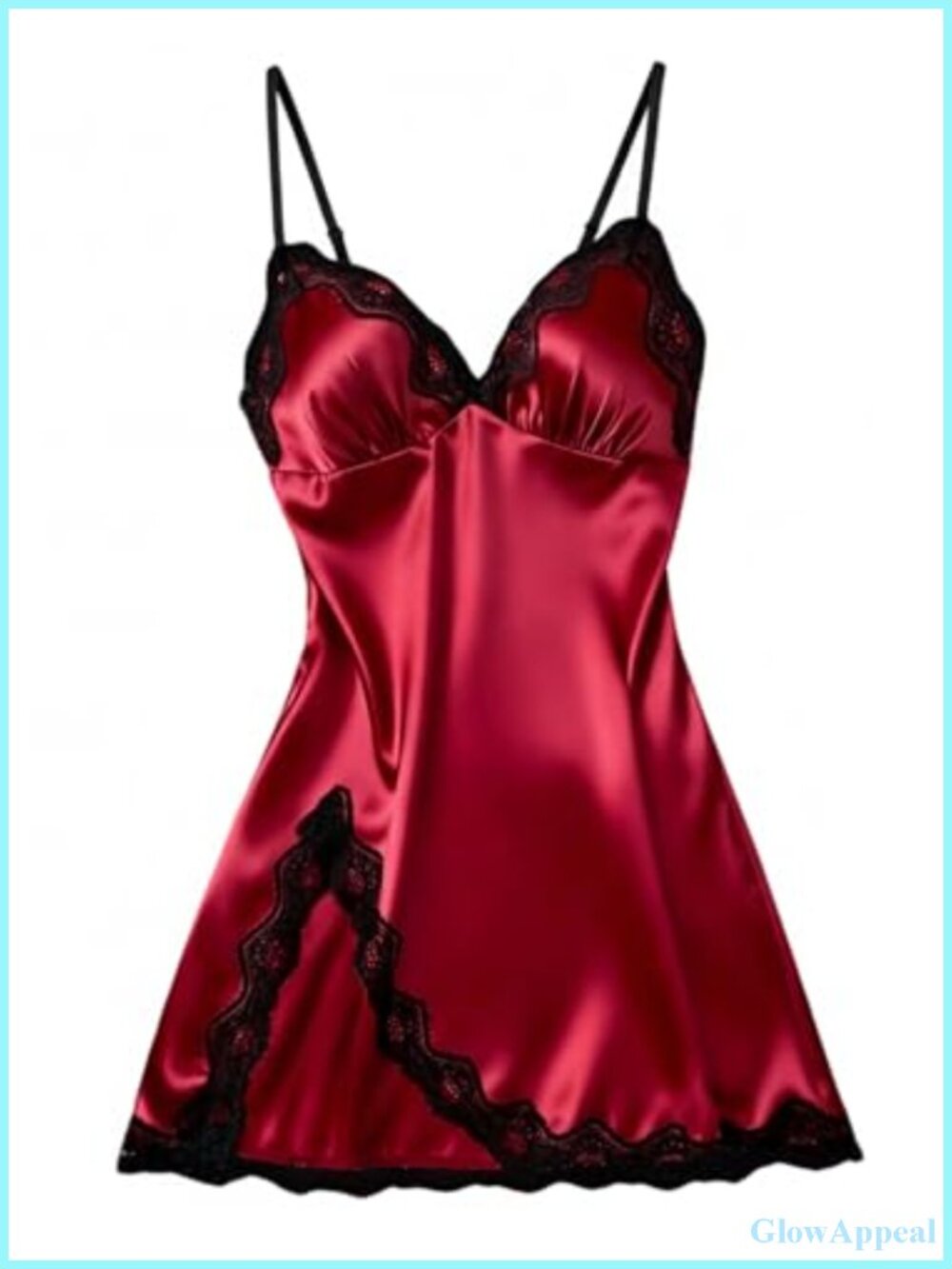 Satin Lace Babydoll Lingerie Chemise Nightgown Silk Sleepwear V-Neck Split Hem